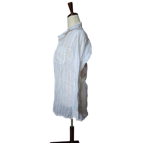 Lauren Ralph Lauren Women's Size Medium button down shirt white gold‎ stripes - Picture 7 of 8
